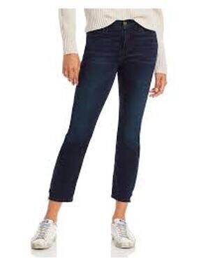 FRAME Le High Straight Jeans Porter Chew Hem Mid Rise Dark Wash Women 26